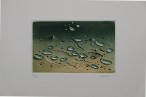 Hiroshi Asada, Zen, Gouttes d'eau sur le sable, Etching