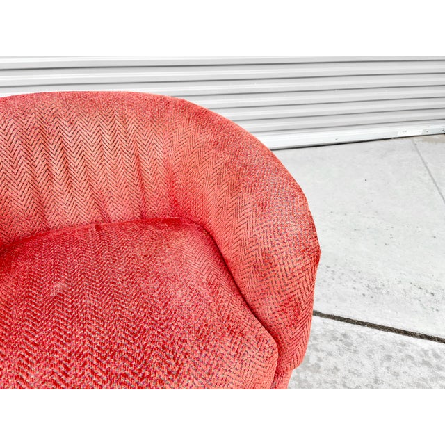 1960s Mid Century Swivel Barrel Chairs Styled After Milo Baughman- Set of 2 For Sale - Image 12 of 12