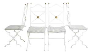White Wrought Iron Chairs, 1940s, Set of 4