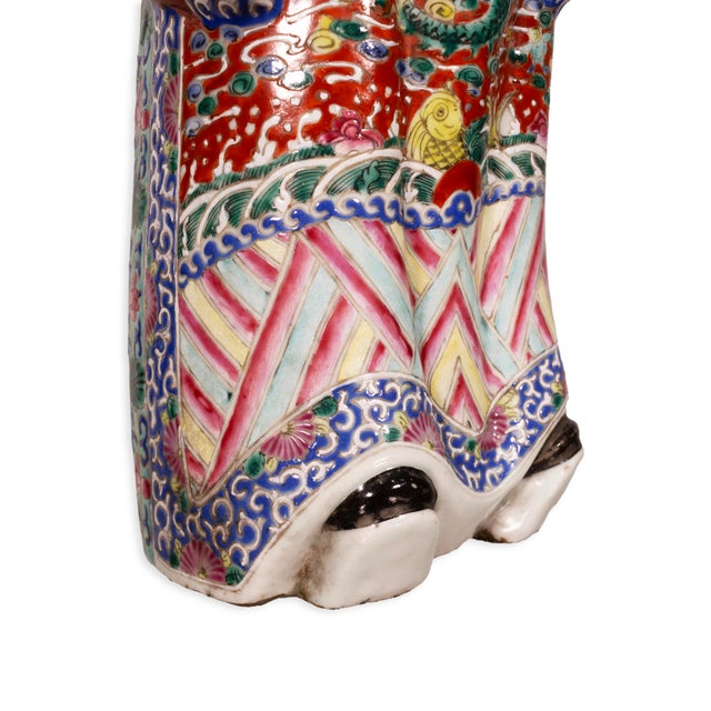 Antique Chinese Famille Rose Porcelain Immortal Figurine Sculpture 19th Century For Sale - Image 9 of 9