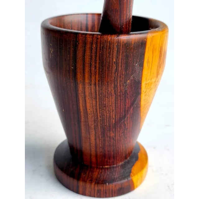 Coffee Vintage Cocobolo Wood Mortar and Pestle Set, 2 Pieces For Sale - Image 8 of 10