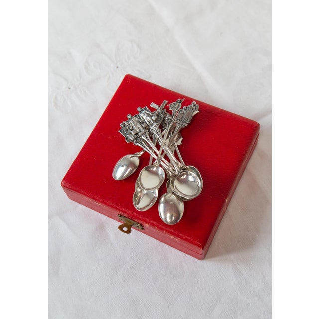 Swedish Silver Teaspoons with Figures and Windmills, 1920-1930, Set of 12 For Sale - Image 6 of 12