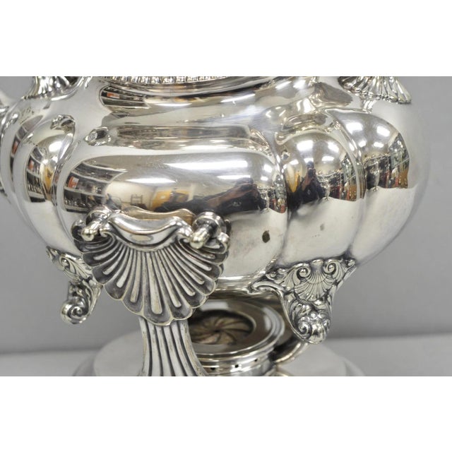 Antique Victorian Silver Plated Gorham 01180 Tilting Teapot Coffee Pot on Stand For Sale - Image 14 of 18