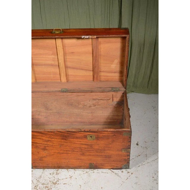 Large Double Lock Camphor Wood Campaign Chest, 1850s For Sale - Image 9 of 12