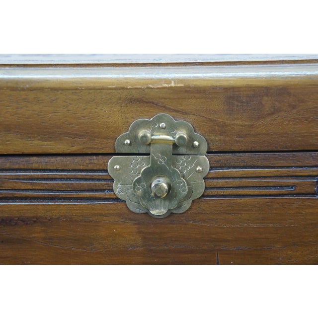 Late 20th Century Japanese Camphorwood Brass Okinawa Pagoda Jewelry Chest Box 17" For Sale - Image 9 of 18