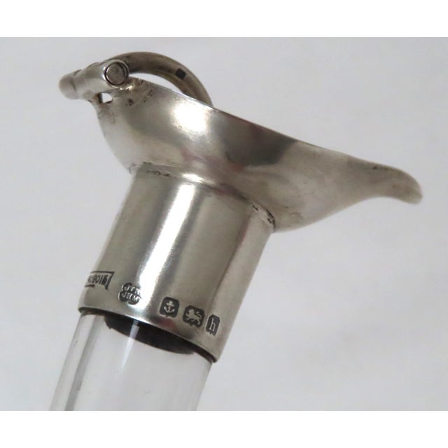 Circa 1907 Early English Arts & Crafts Hand Blown Crystal With Sterling Silver Vinegar & Oil Bottles For Sale In Boston - Image 6 of 13