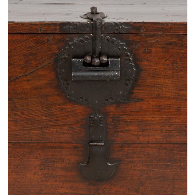 Korean Iron Mounted Hardwood Chest For Sale - Image 4 of 9