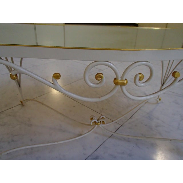 Small White Metal Coffee Table with Mirrored Top, 1930s For Sale - Image 3 of 8