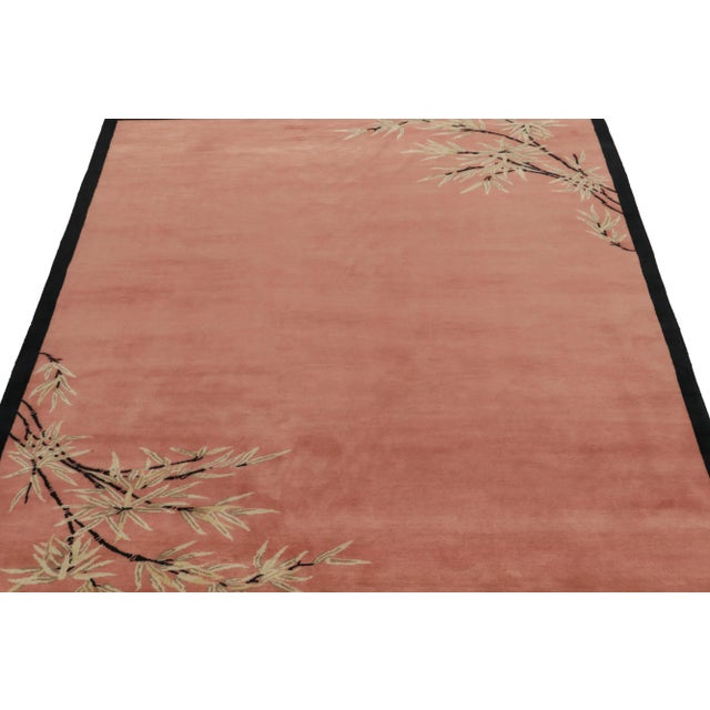 Art Deco Rug & Kilim Chinese Style Art Deco Rug in Pink Open Field with Floral Patterns - 12'x18' For Sale - Image 3 of 6