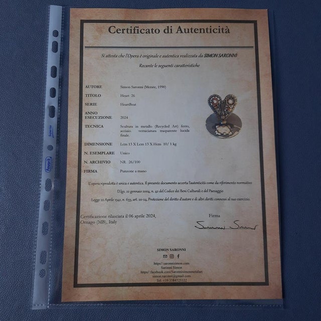 Sculpture Heart in Metal, Iron & Steel by Simon Saronni For Sale - Image 12 of 14