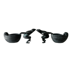 Vintage Pair of Asian Inspired Bronze Frogs