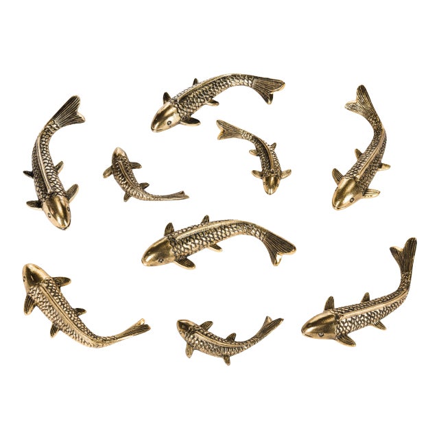 Fish Wall Décor in Gold Antique - 9 Pieces For Sale