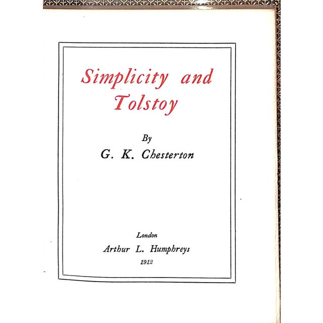 CHESTERTON, G.K. [85] pp. Arthur L. Humphreys 1912 6" x 4 3/4" Bound by Sangorski & Sutcliffe London, England Excerpt from...