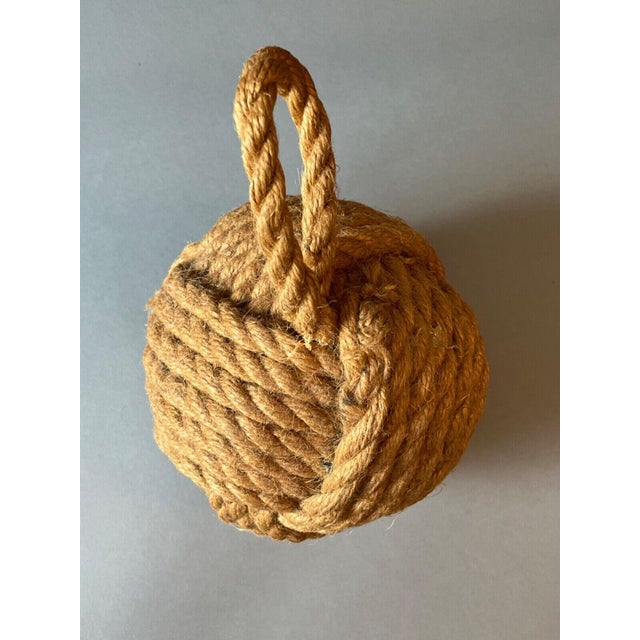 1990s Pottery Barn Monkey Fist Decorative Weighted Door Stop Nautical Knot Rope For Sale - Image 5 of 7