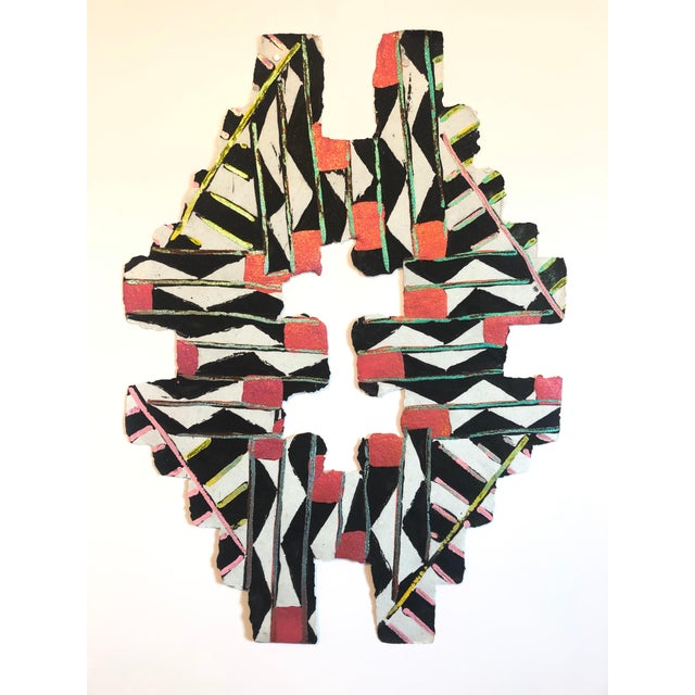 Sandy Kinnee, Abstract Modernist Colorful Mixed Media Art Screen-print Handmade Shaped Paper, c.1980's For Sale