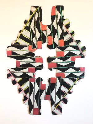 Sandy Kinnee, Abstract Modernist Colorful Mixed Media Art Screen-print Handmade Shaped Paper, c.1980's
