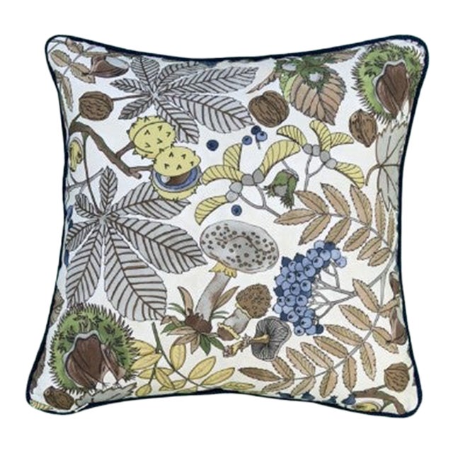Arts & Crafts Walk in the Woods Square Decorative Pillow With Down Feather Insert For Sale
