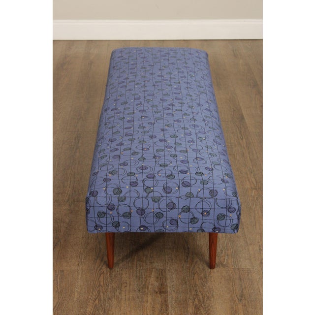 Mid Century Modern Upholstered Walnut Bench For Sale - Image 12 of 12