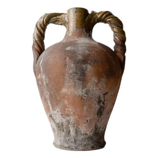 Antique Italian Terracotta Amphora with Twisted Handles, 18th Century For Sale
