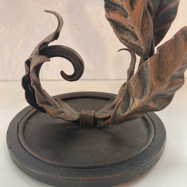 Brown Vintage Hand Wrought Metal Candlestick Holders Set of 2 For Sale - Image 8 of 13