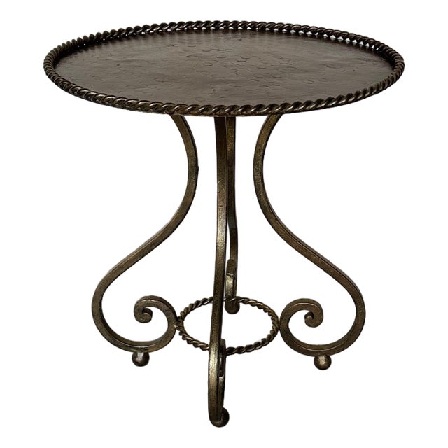 Vintage Spanish Gilt Iron Martini Drinks Table, 1950s For Sale