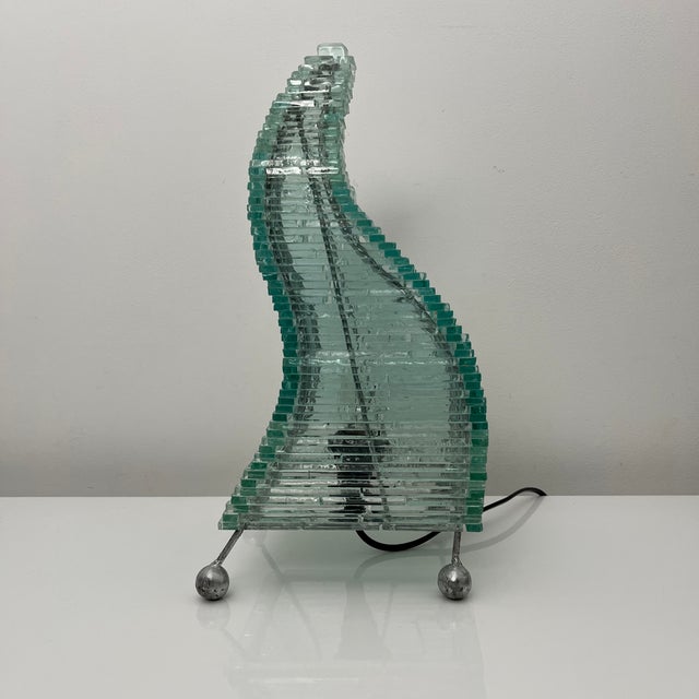 Pyramidal Table Lamp in Vintage Glass For Sale - Image 8 of 15