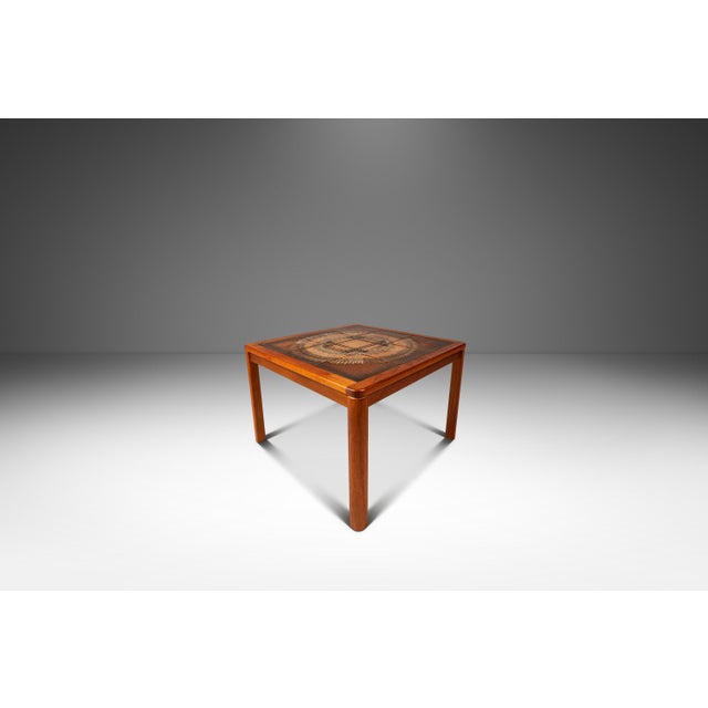 Mid-Century Modern Danish Modern End Table - Accent Table in Teak W/ Ceramic Tile Mosaic Inlay by Johannes Andersen, Denmark, C. 1970's For Sale - Image 3 of 18