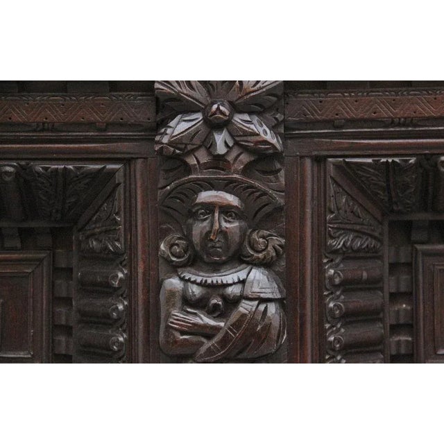 17th Century 17th Century Carved Oak Overmantle, 1680s For Sale - Image 5 of 10