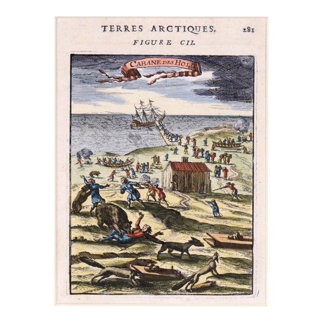 Rare Hand Colored "Cabane Des Hold" - 1st Ed "Description De L’Univers" C. 1683. By Alain Manesson Mallet For Sale