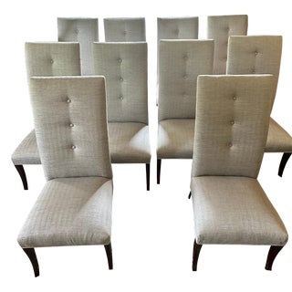 Handsome Set of 10 Hickory Furniture High Back Comfortable Dining Chairs For Sale