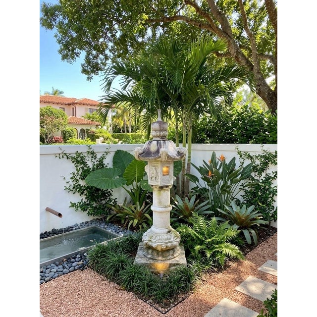 Vintage Japanese Pagoda Kimachi Stone Garden Lantern – 67" For Sale - Image 12 of 12