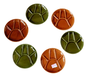 Fondue Plates, France, 1960s, Set of 7