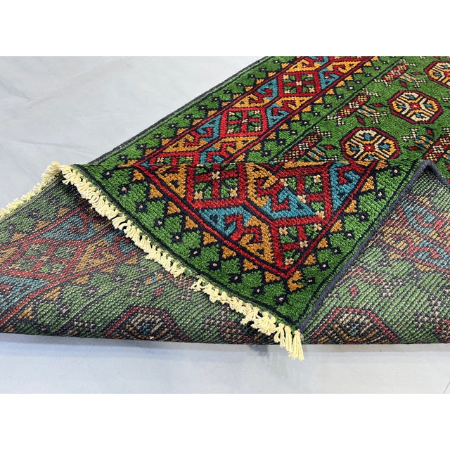 Green Mori Gul Tribal Geometric Runner Rug, 2'7" X 12'11" For Sale - Image 13 of 14