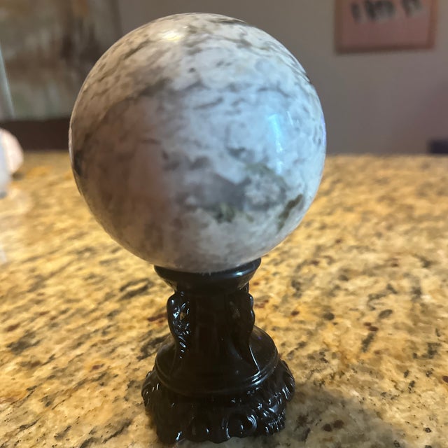 Polished Rainbow Moonstone Crystal Sphere – Statement Mineral Specimen Without Stand For Sale - Image 4 of 6