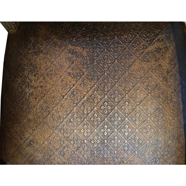 Pair of Louis XIV Armchairs in Tooled Leather and Gilt Wood, Late 18th C. For Sale - Image 12 of 18