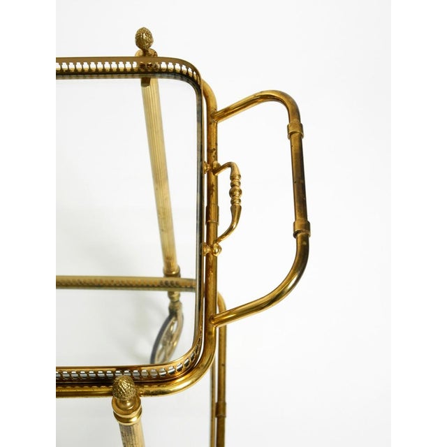Neoclassical Brass Bar Cart with Glass Trays from Maison Jansen, 1960s For Sale - Image 12 of 18