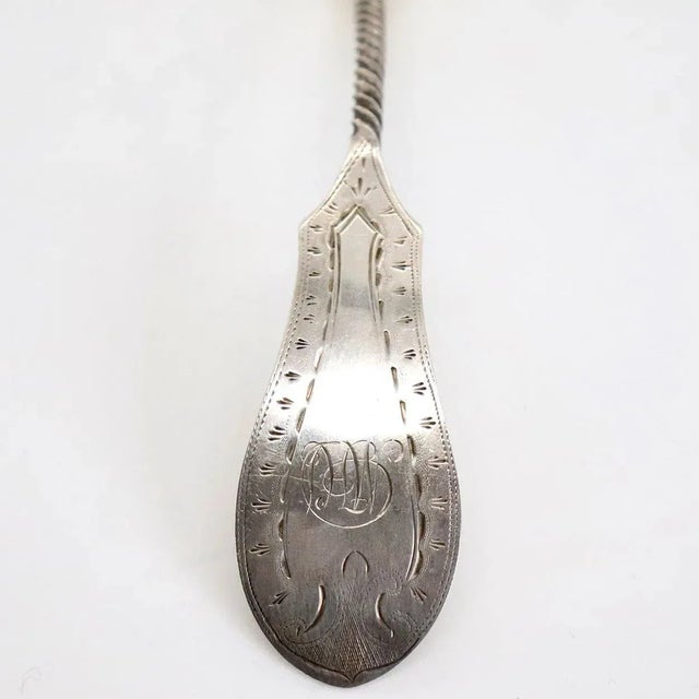 Mid 19th Century Small American Charles Bein Gilt Coin Silver Ladle & Leather Case For Sale - Image 4 of 10