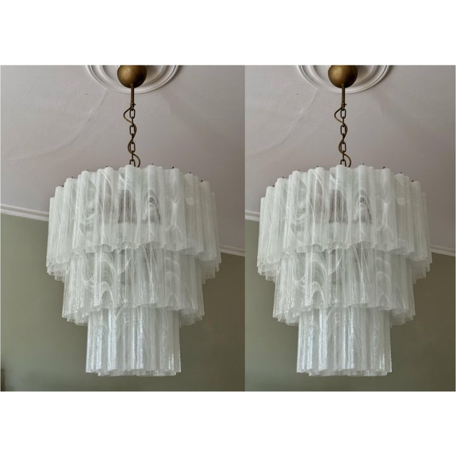 Large Bold Eclectic White Murano Chandeliers, Set of 2 For Sale - Image 13 of 13