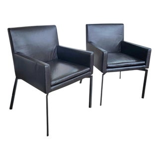 Manet Armchairs in Dark Brown Leather and Chrome from Minotti, 1990s, Set of 2 For Sale