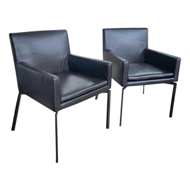 Manet Armchairs in Dark Brown Leather and Chrome from Minotti, 1990s, Set of 2 For Sale