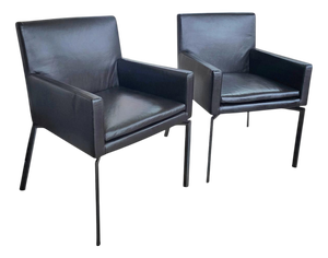 Manet Armchairs in Dark Brown Leather and Chrome from Minotti, 1990s, Set of 2