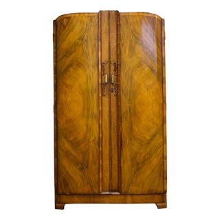 Art Deco Compact Wardrobe in Walnut, 1930s For Sale