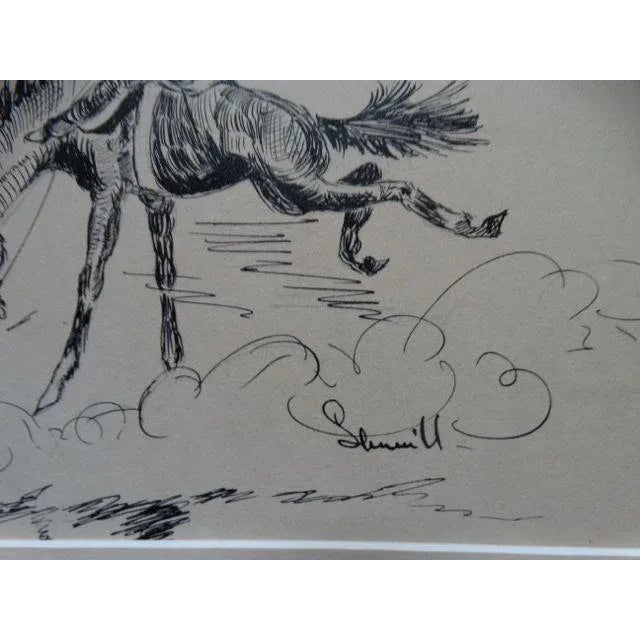 Early 20th Century 1920s Bucking Bronco Pen & Ink Drawing For Sale - Image 5 of 11