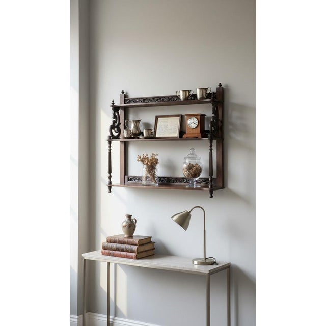 Antique Napoleon III Mahogany Shelf, 1890s For Sale - Image 3 of 10
