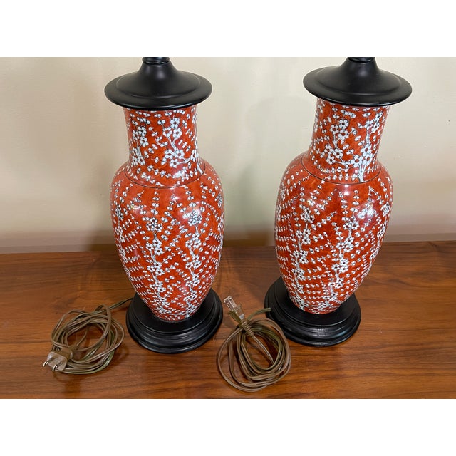 Vintage Oriental Ginger Jar Style Lamps - Pair For Sale In Naples, FL - Image 6 of 11