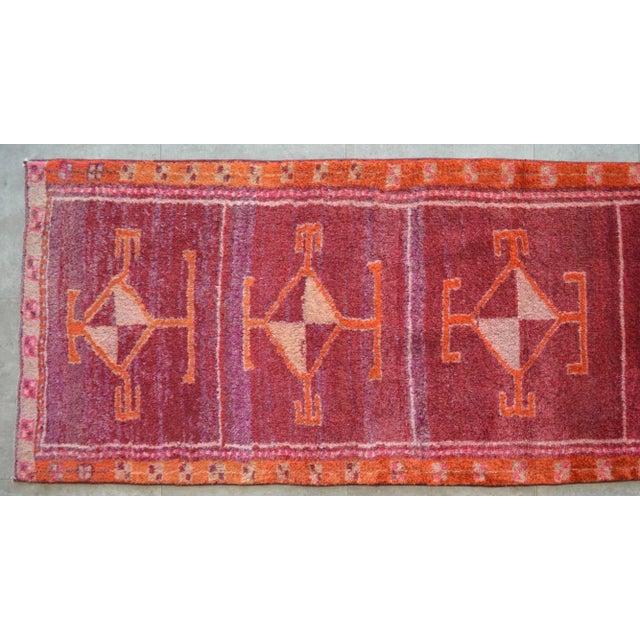 Textile Hand-Knotted Turkish Runner Rug . One of a Kind Hallway Kitchen Decor 2′9″ × 9′9″ For Sale - Image 7 of 11