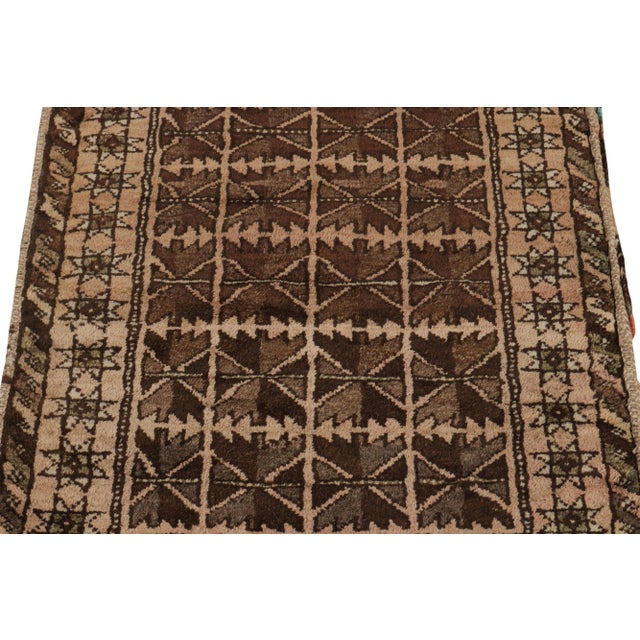 Antique Baluch Persian Rug in Beige-Brown Geometric Pattern, Pink Accent For Sale - Image 4 of 8