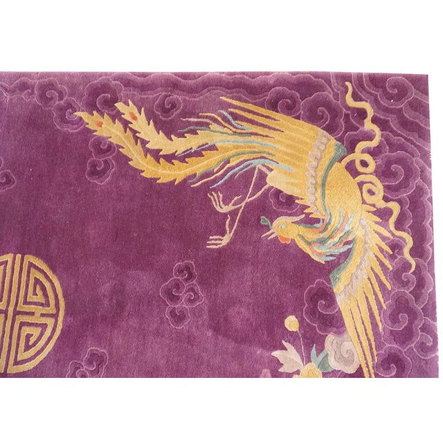 1920s Purple Traditional Dragon Shou Symbols Wool Antique Chinese Art Deco Rug For Sale In New York - Image 6 of 9