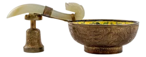 Chinese Jade Belt Hook Mounted Enamel Bowl