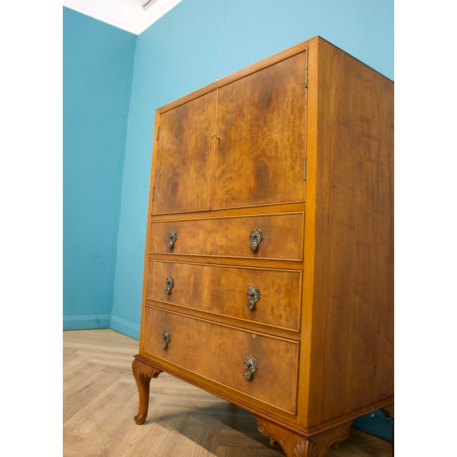 1950s British Art Deco Style Tallboy Linen Cabinet, 1950s For Sale - Image 5 of 11